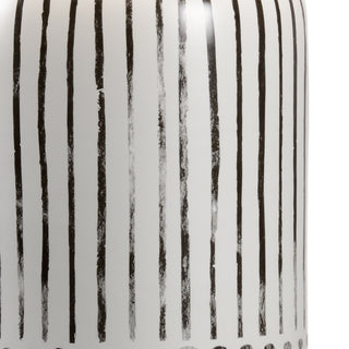 San Antonio Lamp (Large) – Black and White Porcelain Table Lamp with Tribal Pattern, Linen Shade & 3-Way Switch, 26” Tall