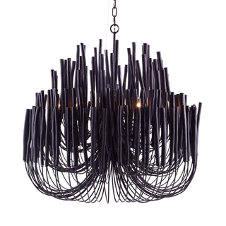 Tilda Large Chandelier Black Stained Wood 38-Inch Rustic Elegance