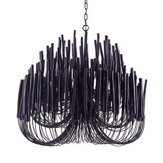 Tilda Large Chandelier Black Stained Wood 38-Inch Rustic Elegance