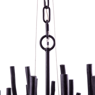 Tilda Large Chandelier Black Stained Wood 38-Inch Rustic Elegance