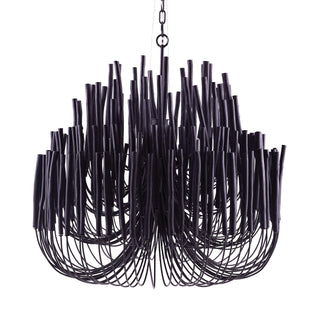 Tilda Large Chandelier Black Stained Wood 38-Inch Rustic Elegance