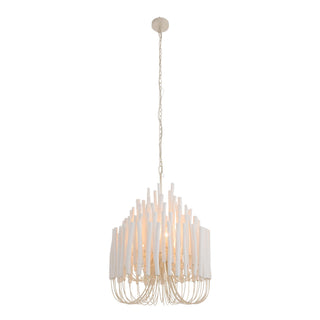 Tilda Small Chandelier Whitewash Stained Wood 30-Inch Rustic Elegance