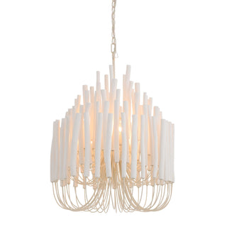 Tilda Small Chandelier Whitewash Stained Wood 30-Inch Rustic Elegance