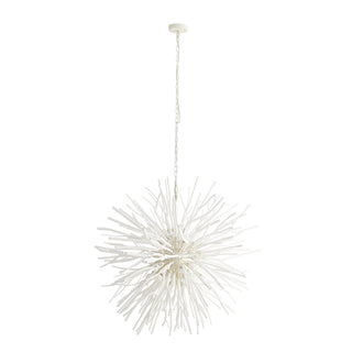 Finch Organic Starburst Chandelier – Whitewash Wood & Steel, 43" Diameter, 8-Light Fixture