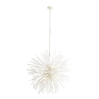 Finch Organic Starburst Chandelier – Whitewash Wood & Steel, 43" Diameter, 8-Light Fixture