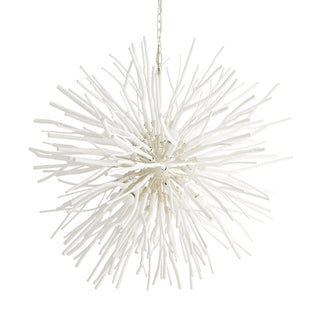 Finch Organic Starburst Chandelier – Whitewash Wood & Steel, 43" Diameter, 8-Light Fixture