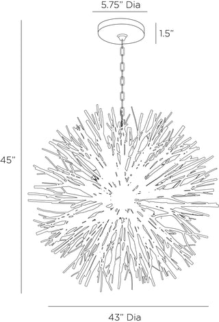 Finch Organic Starburst Chandelier – Whitewash Wood & Steel, 43" Diameter, 8-Light Fixture