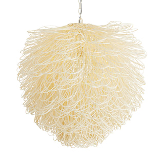 Finley Bleached Rattan Chandelier – Organic Design with Soft Lighting, 32" Diameter