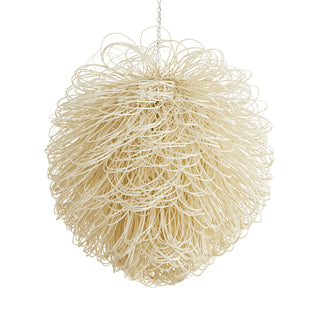 Finley Bleached Rattan Chandelier – Organic Design with Soft Lighting, 32" Diameter