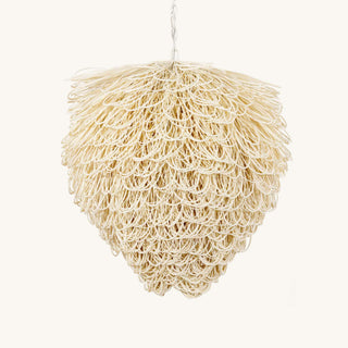 Finley Bleached Rattan Chandelier – Organic Design with Soft Lighting, 32" Diameter