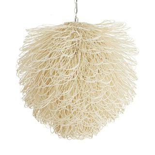 Finley Bleached Rattan Chandelier – Organic Design with Soft Lighting, 32" Diameter