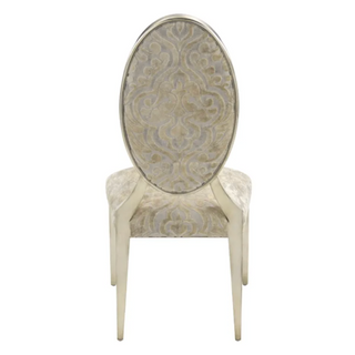 John Richard Ariane Side Chair with Oval Back in Burnished Silver Finish, 44.5"H