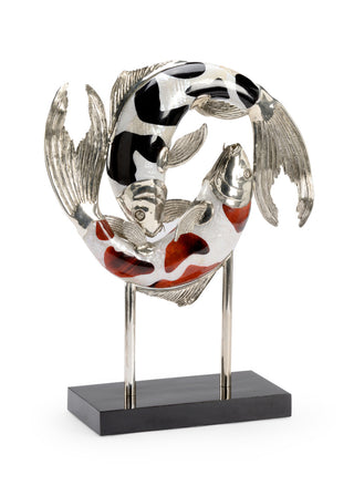 Koi Fish Sculpture on Stand – Exquisite Silver Plated Decor