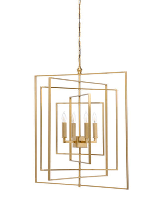 Contemporary Cube Chandelier in Antique Brass Finish