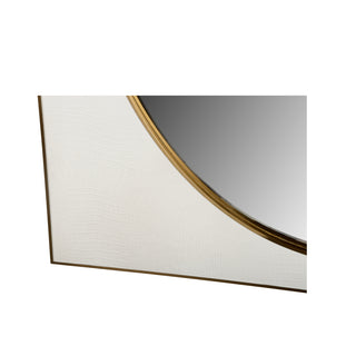 Addie Mirror by Shayla Copas – Gold & White Faux Croc Leather Wall Mirror, 45.5”