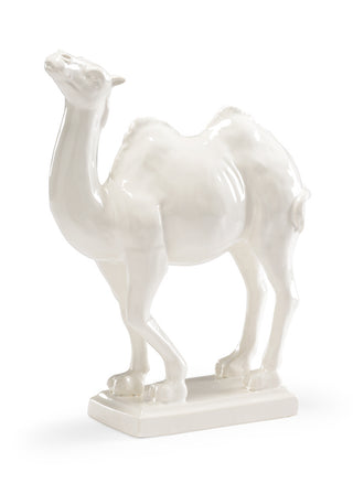 Camel Accent – White Glazed Porcelain Camel Sculpture by Bradshaw Orrell, 15" Decorative Figurine