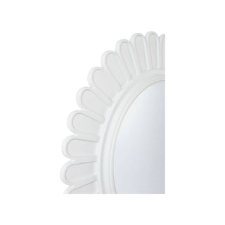 Townsend Mirror – Round Wall Mirror with Delicate Flower Motif, White Frame, Perfect for Hallways