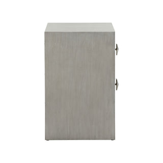 Moxy Bedside Table 2 Drawer - Gray with Geometric Silver Hardware