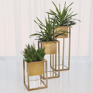 ESCHER PEDESTAL/PLANTER-BRASS