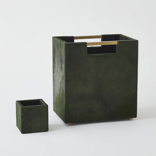 Posh Wastebasket-Hair-On-Hide Green
