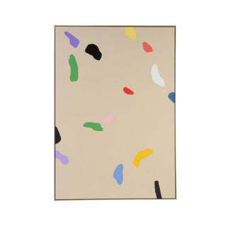 Confetti Wall Art – Hand-Painted Canvas with Wood Frame, 60" x 42"