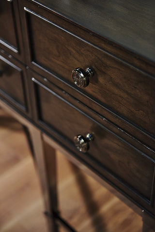 Fairfax Sideboard with X-Shape Base and Pan-Asian Motif in Black Nickel Finish – 6 Felt-Lined Drawers, Modern Chic Design