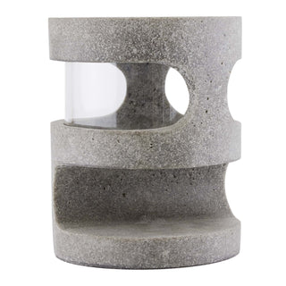 Renton Hurricane - Graphite Ricestone Composite Cubist-Style Candle Holder/Vase