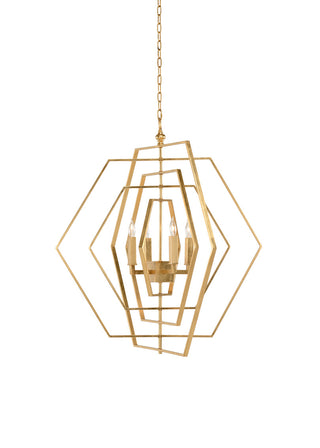 Hexagon Chandelier - Antique Brass 4-Light Modern Elegance