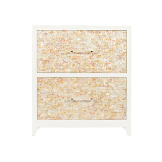 Mother of Pearl Chest - Two-Drawer Accent Piece with Acrylic Handles