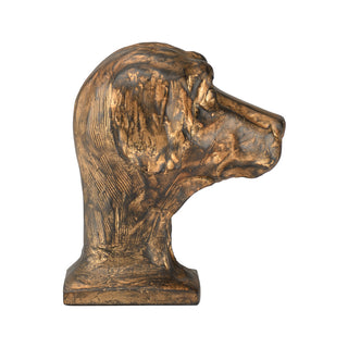 Dog Accent – Antique Gold & Bronze Cast Composite Dog Sculpture, 7" Decorative Accent for Home