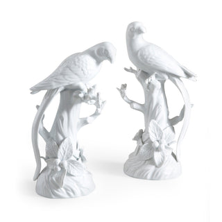 Parrots on Branch – Hand-Detailed Ceramic Pair with Nature-Inspired Design