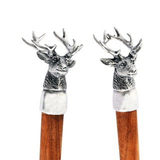 Elk Head Wood Salad Servers