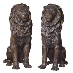 LARGE BRONZE LIONS SOLD AS PAIR