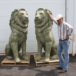 LARGE BRONZE LIONS SOLD AS PAIR