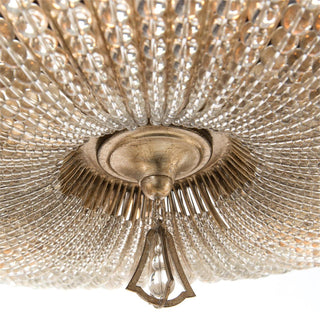 Beaded Crystal Six-Light Semi-Flush Chandelier in Antique Silver Finish with Hand-Beaded Crystals