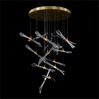 Rhapsody Fluted and Seeded Glass Tubes Chandelier