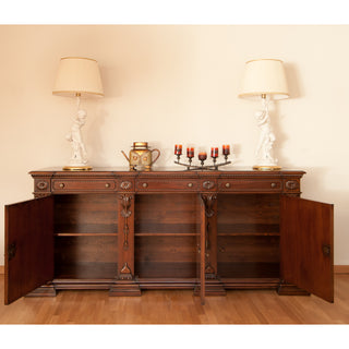 Francesco Molon C3N XVI CENTURY WALNUT CARVED SIDEBOARD,3 DOORS