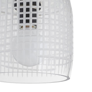 Cut Small Pendant - Clear Etched-Glass Drum Shade with Blackened Steel Top