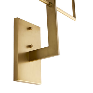 Blade Sconce - Antique Brass with White Linen Shades