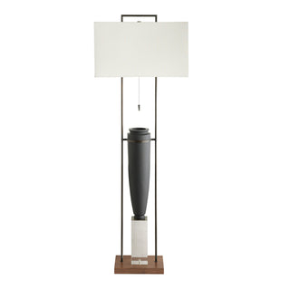 Foundry Floor Lamp - Charcoal Ricestone, Bronze, Brown Wood, Crystal