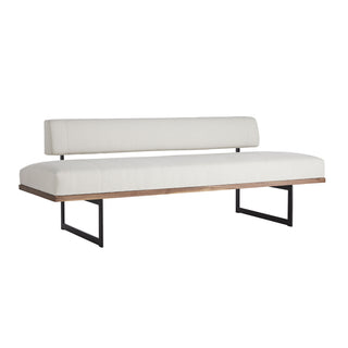 Tuck Bench Bone Linen Upholstery Architectural Design with Steel Legs Ray Booth