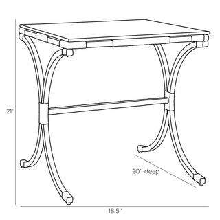 Templeton End Table - Vintage Brass and Rattan Wrapped with Clear Tempered Glass Tabletop