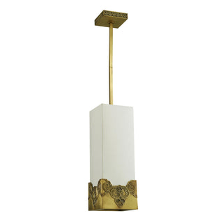 Iris Pendant Light - Antique Brass with Off-White Linen Shade