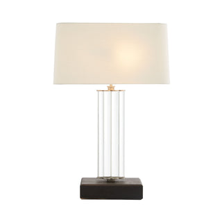 Clear Crystal and Ebony Wood Eckart Lamp - Simple Columnar Design