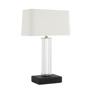 Clear Crystal and Ebony Wood Eckart Lamp - Simple Columnar Design