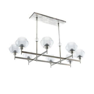 Pewter and Blue Smoke Glass Holm Chandelier - Rectilinear Italian Masterpiece