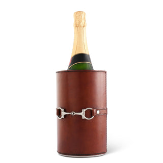 Premium Genuine Leather Bit Wine Bottle Chiller - Stainless Lined