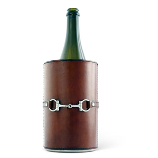 Premium Genuine Leather Bit Wine Bottle Chiller - Stainless Lined