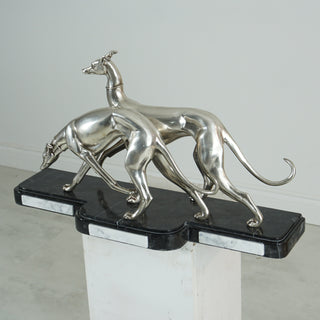 TWO GREYHOUNDS WITH MARBLE