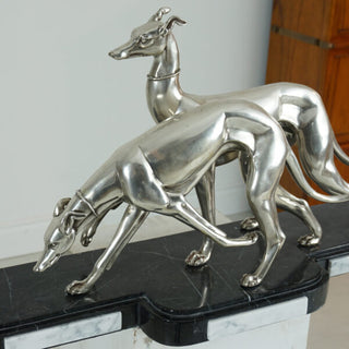 TWO GREYHOUNDS WITH MARBLE